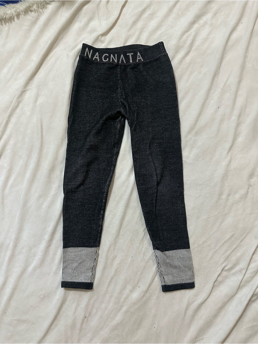 Nagnata Knit Leggings with Contrasting Gray Cuffs